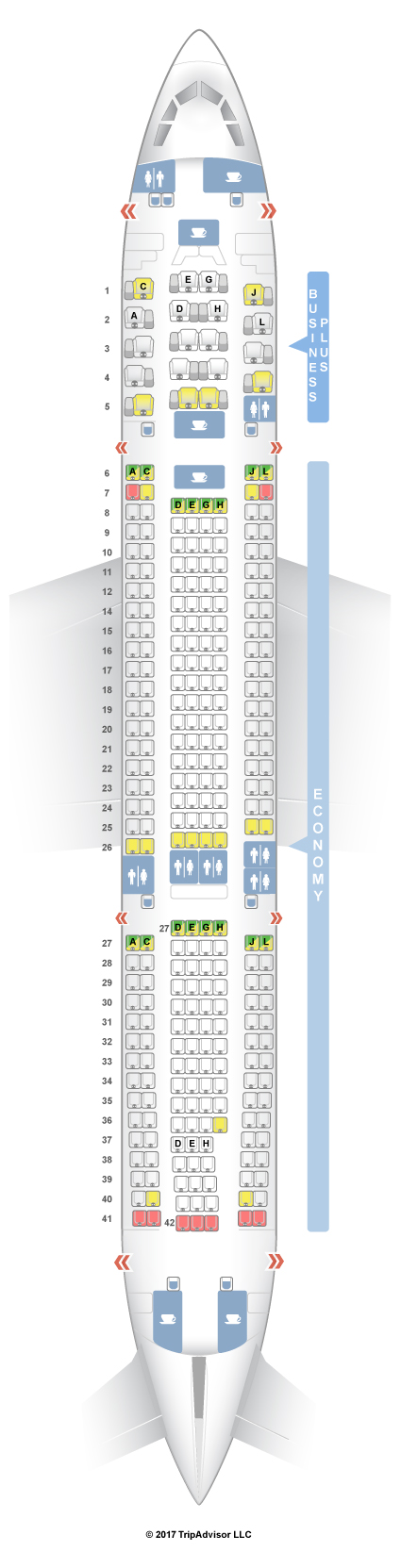 Seatguru Seat Map Iberia Airbus A330 200 332 Seat S Class Type Power Review