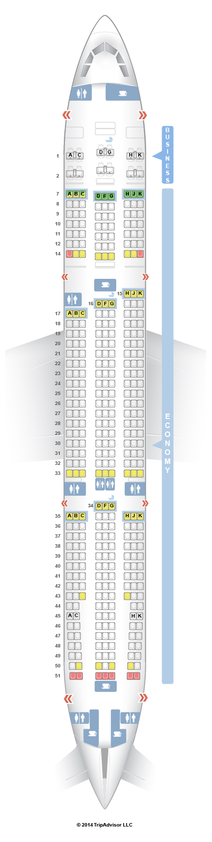 SeatGuru Seat Map AirAsia X Airbus A330-300 (333)