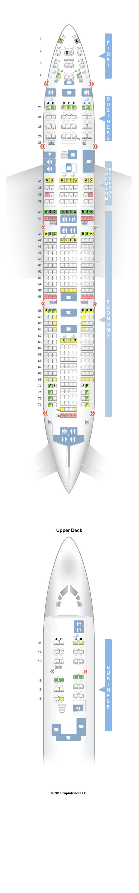 SeatGuru Seat Map Qantas Boeing 747-438 (744) Four Class