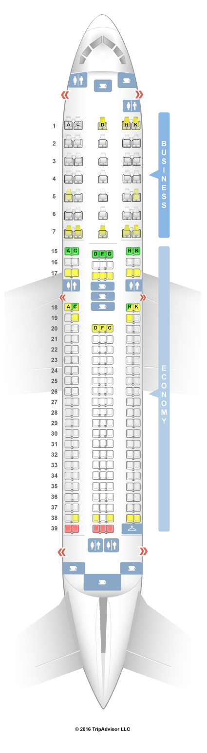 How are seats laid out on a Boeing 767-300?
