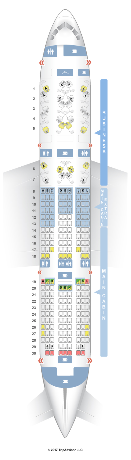 What are some typical airline seating plans?