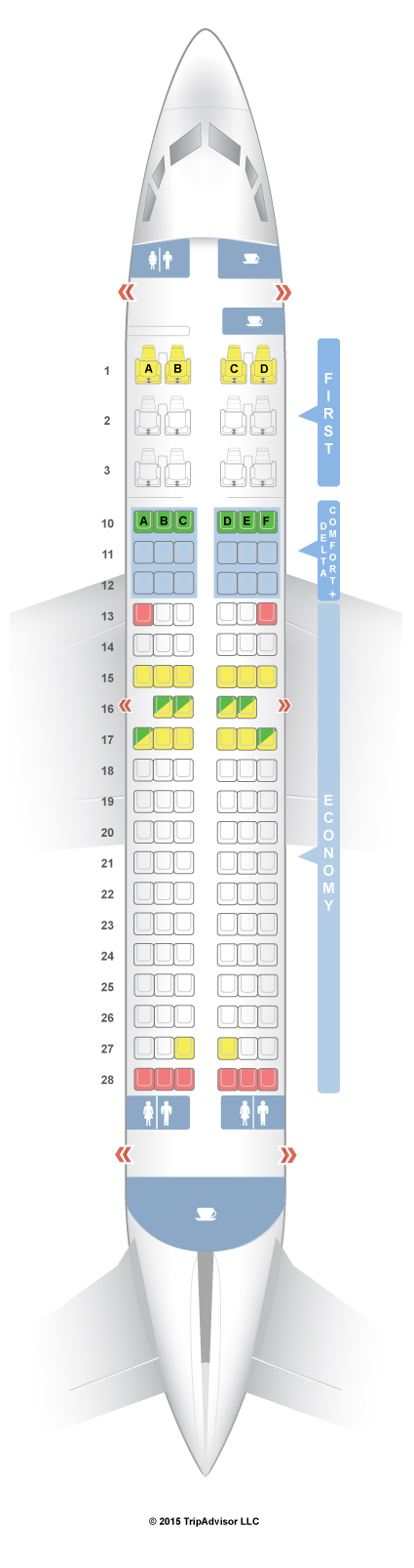 What are the different types of seats available on a Delta plane?