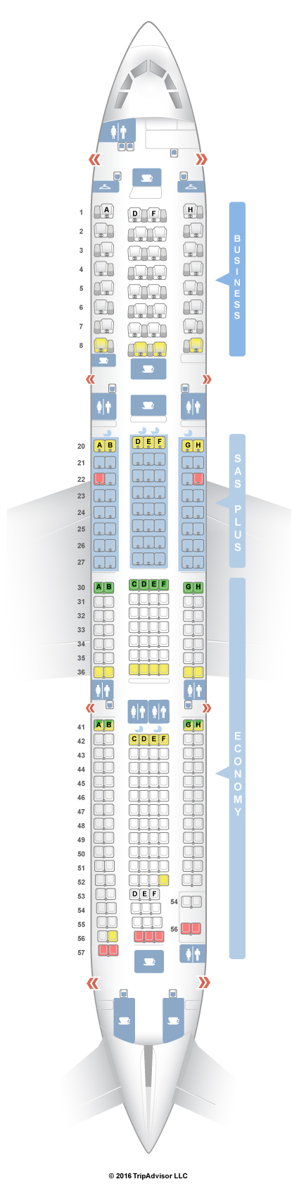 SeatGuru Seat Map SAS Airbus A330 300 333   SAS Airlines Airbus A330 B 