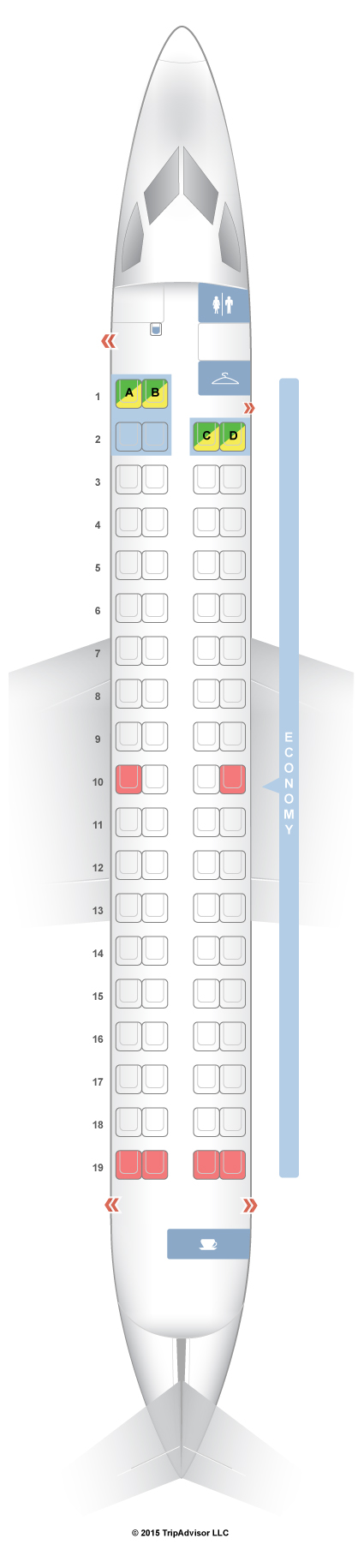 SeatGuru Seat Map Porter Bombardier Q400 (DH4)