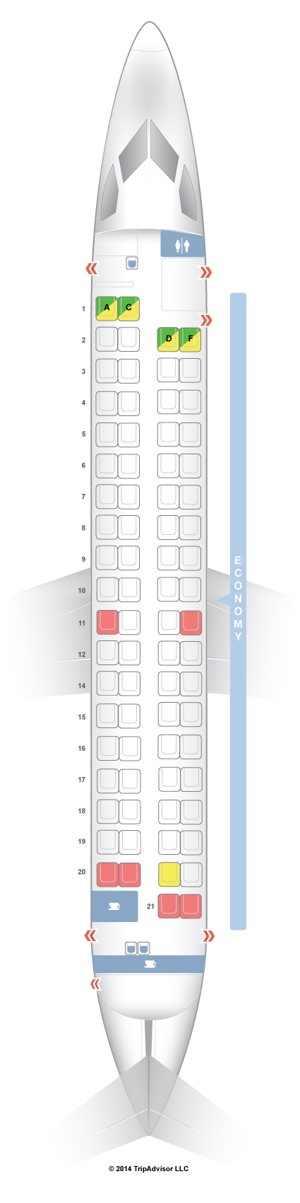 SeatGuru Seat Map Austrian Bombardier Q400 (DH4)