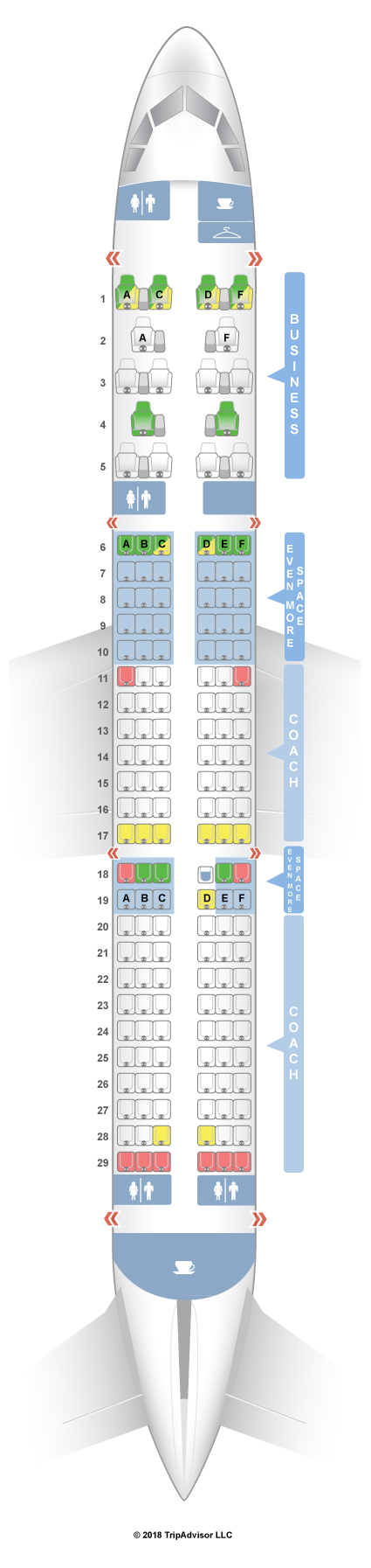 SeatGuru Seat Map JetBlue Airbus A321 (321) Transcon