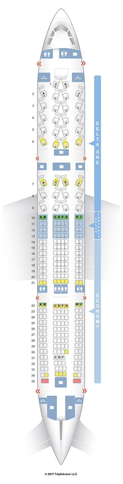Seatguru Seat Map Delta Airbus A330 200 332