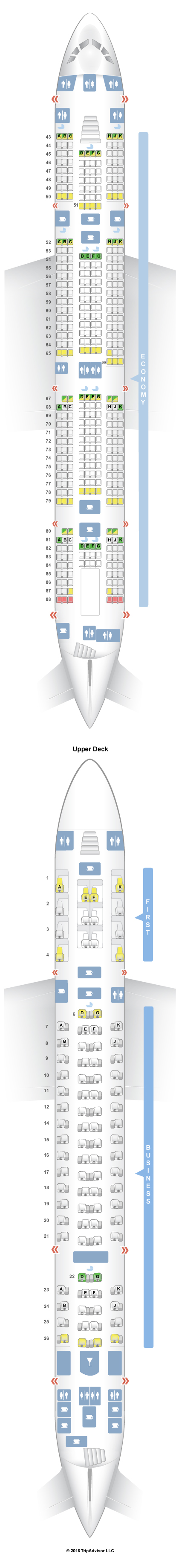 SeatGuru Seat Map Emirates Airbus A380-800 (388) Three Class V1