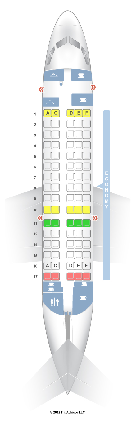 SeatGuru Seat Map Austrian Fokker 70 (F70)