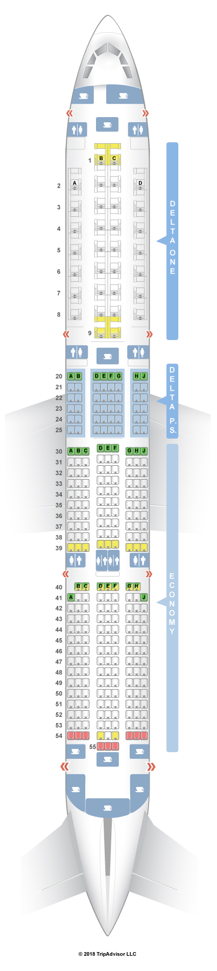 Delta Airbus 330 Seat Chart