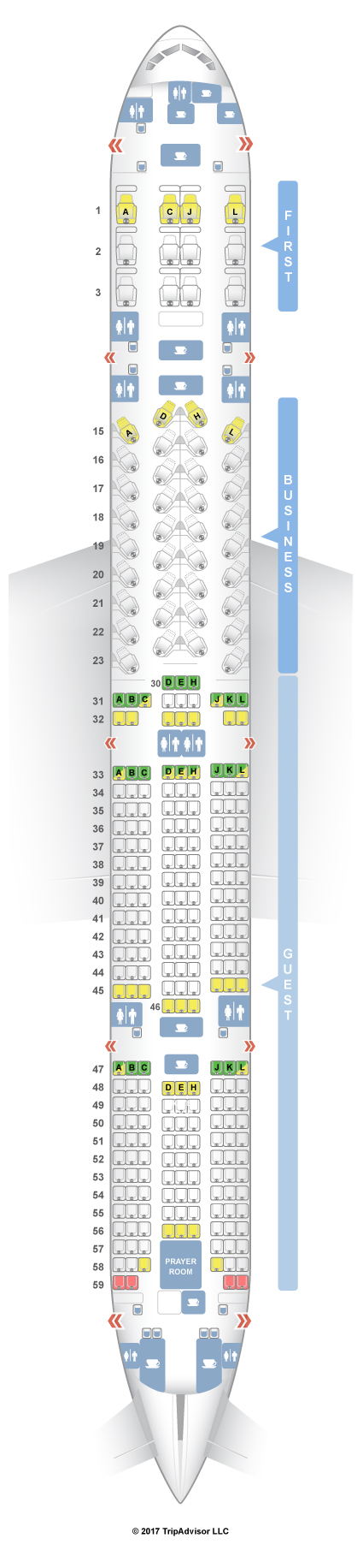 SeatGuru Seat Map Saudia Boeing 777-300 (773) Three Class V2