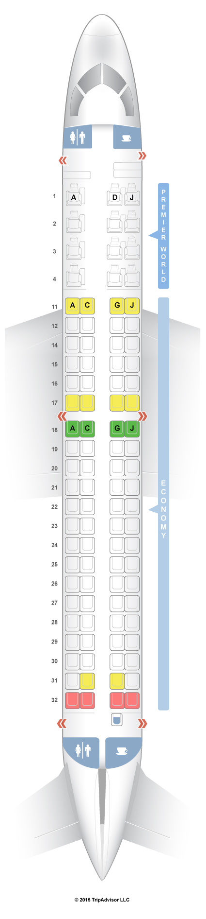 SeatGuru Seat Map Kenya Airways Embraer E-190