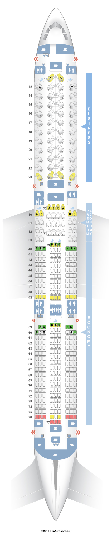 SeatGuru Seat Map Cathay Pacific Airbus A350-1000 (351)