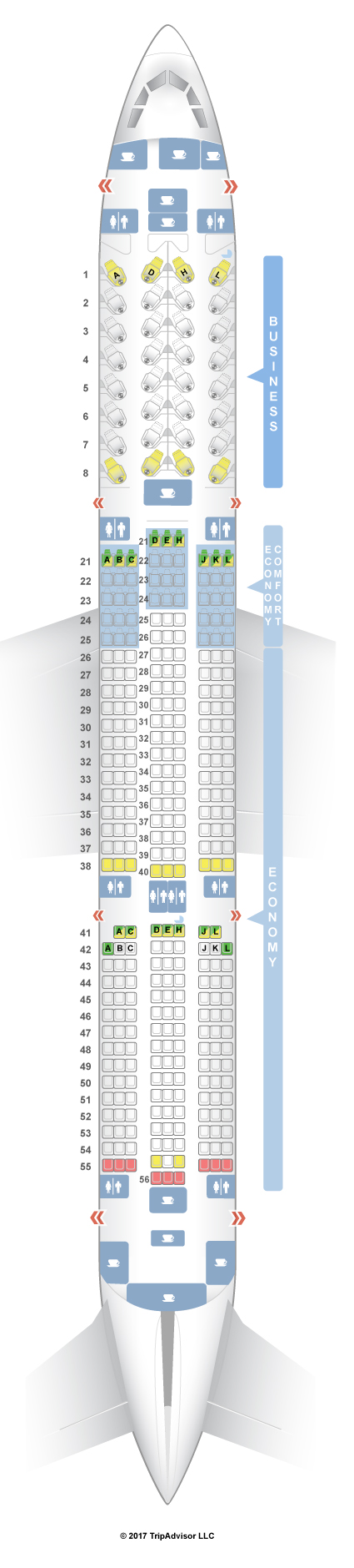 SeatGuru Seat Map Finnair Airbus A350-900 V2 (350)