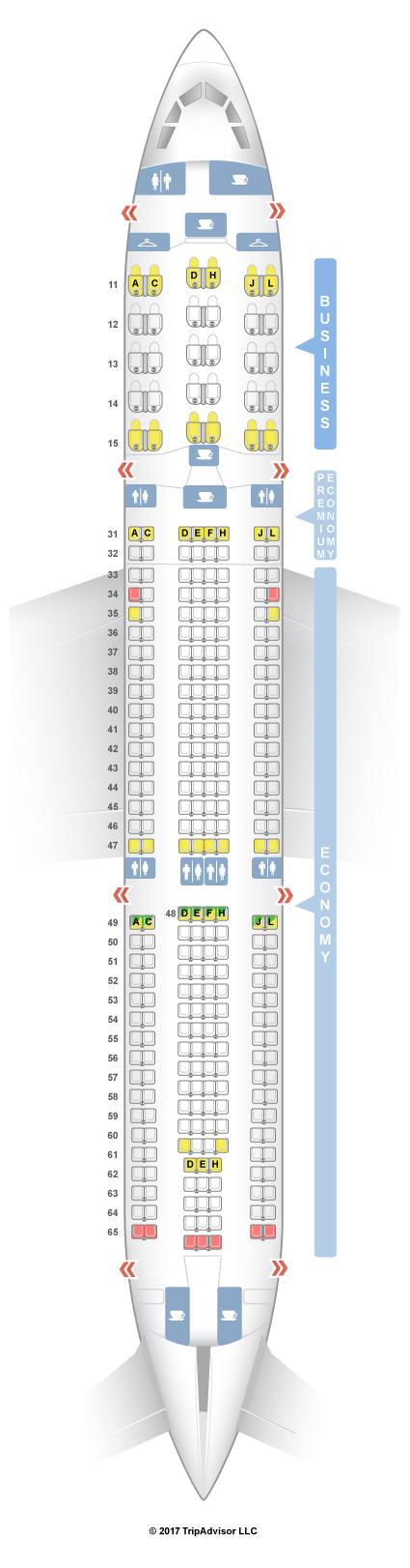 SeatGuru Seat Map Air China Airbus A330-300 (333)