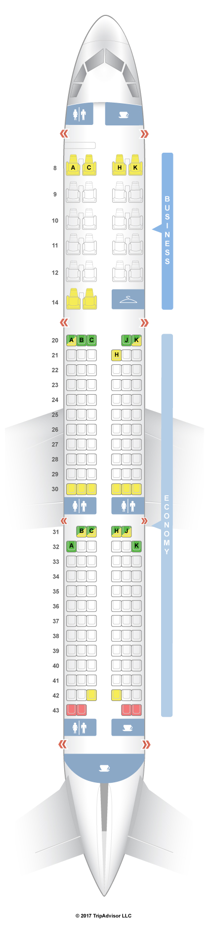 SeatGuru Seat Map Egyptair Airbus A321 (321)