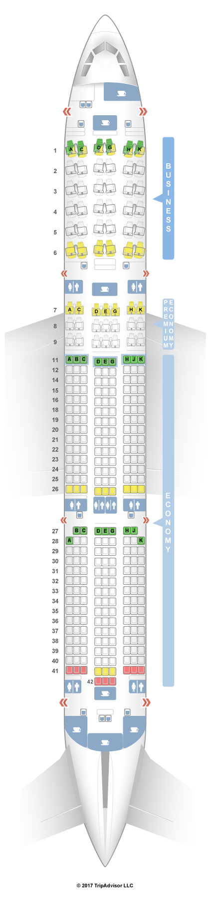 SeatGuru Seat Map Lufthansa Airbus A350-900 (359) V2