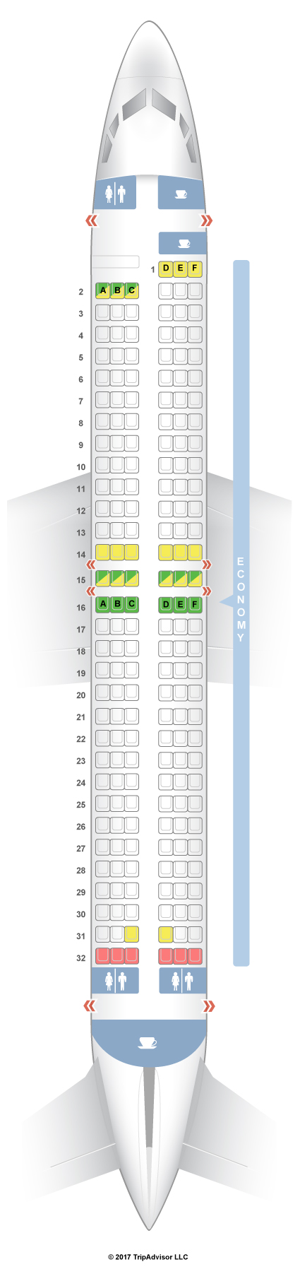 SeatGuru Seat Map Pegasus Airlines Boeing 737-800 (738)