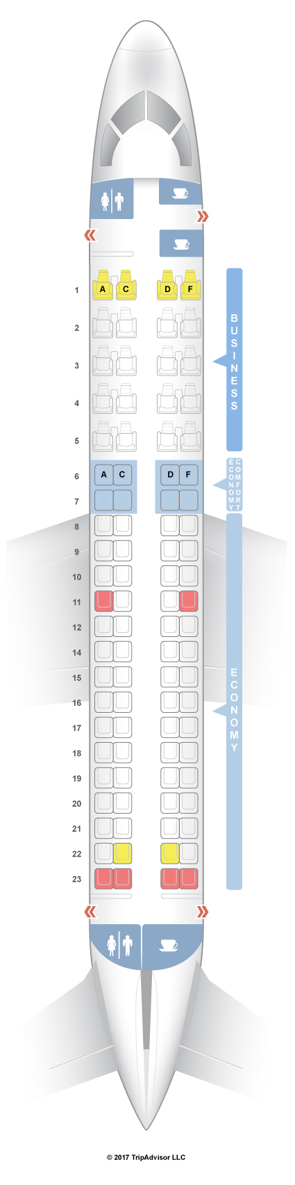 United Embraer 175 Seat Map