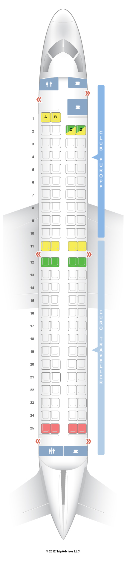 SeatGuru Seat Map British Airways Embraer E-190 European