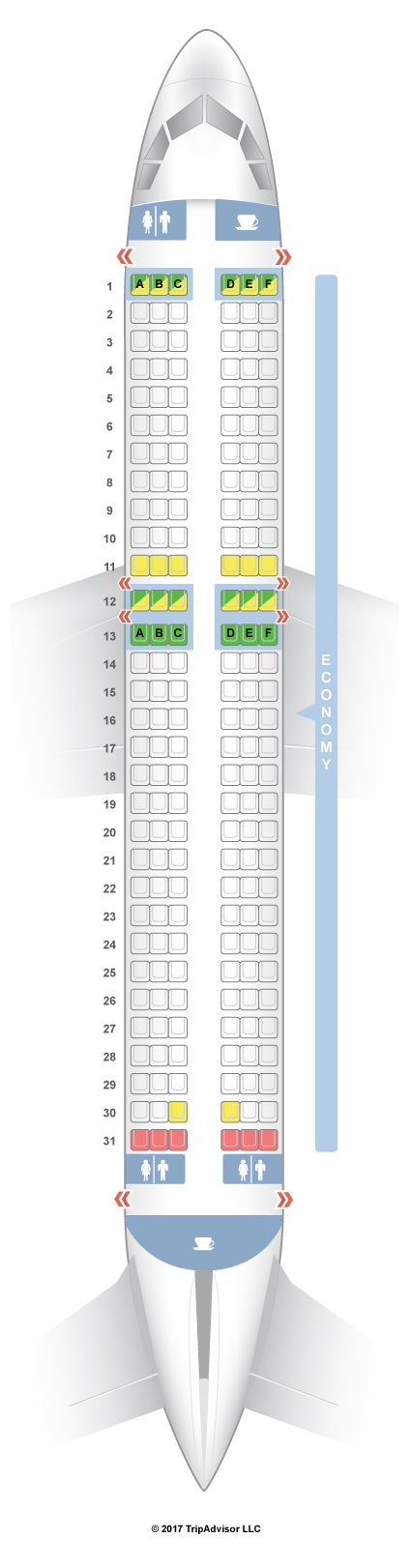 SeatGuru Seat Map Viva Aerobus Airbus A320neo (320)