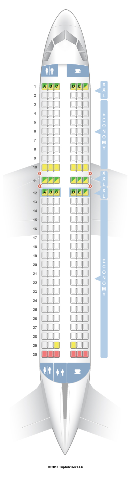 SeatGuru Seat Map WOW air Airbus A320neo (320)