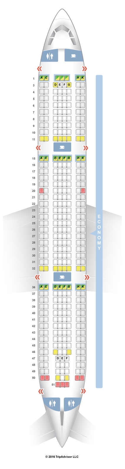 SeatGuru Seat Map WOW air Airbus A330-300 (333) V1