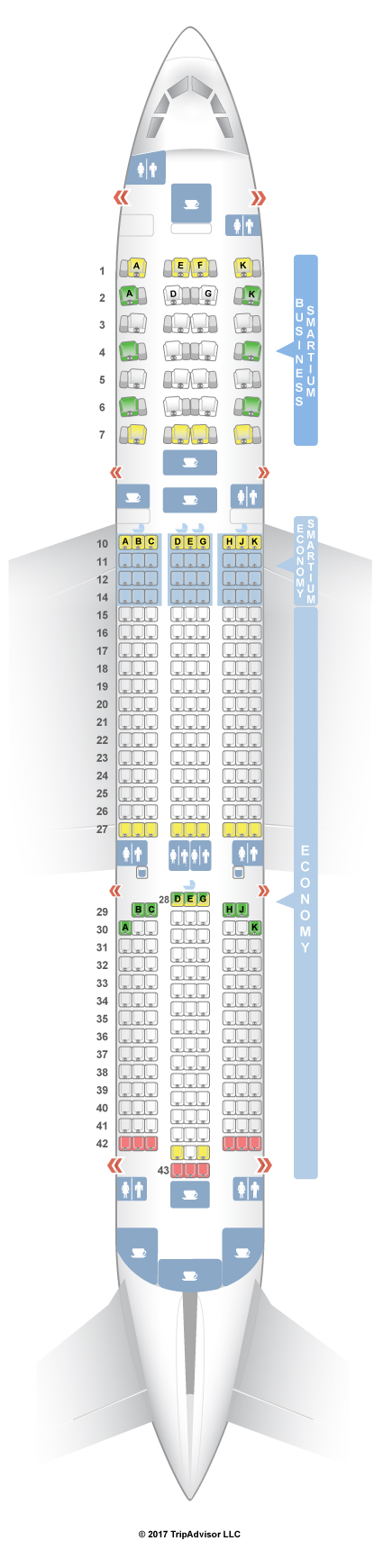 Asiana Airlines Seat Map Airbus A350 900 7164