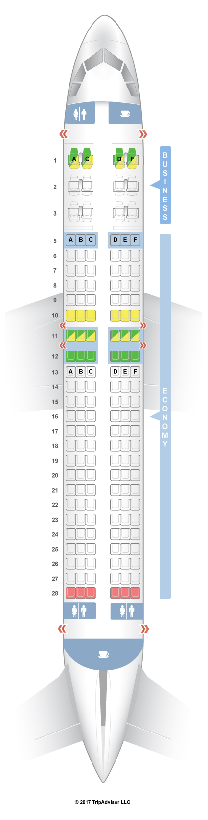 SeatGuru Seat Map LATAM Brasil Airbus A320 (320) Business - SeatGuru