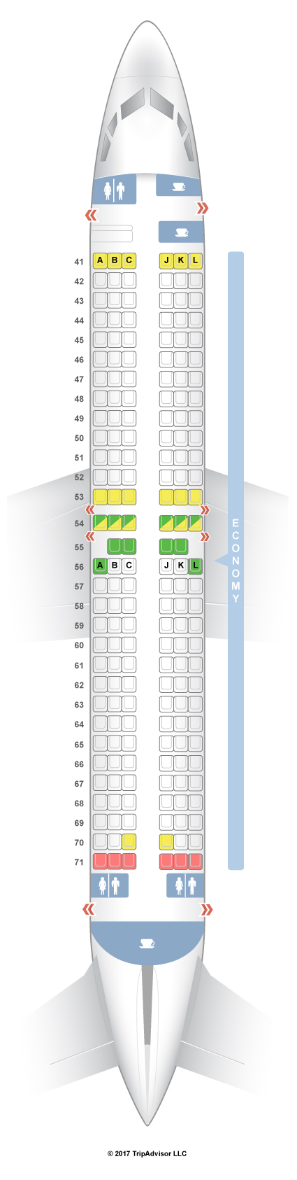 Seatguru Seat Map Xiamen Airlines Boeing 737 800 738 One Class Seatguru