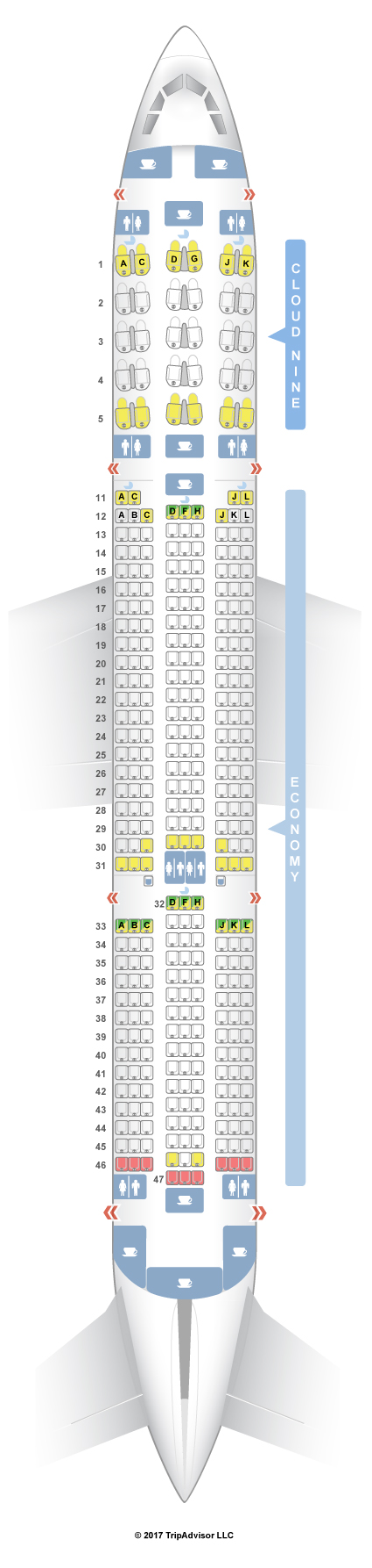 SeatGuru Seat Map Ethiopian Airlines Airbus A350-900 (350)