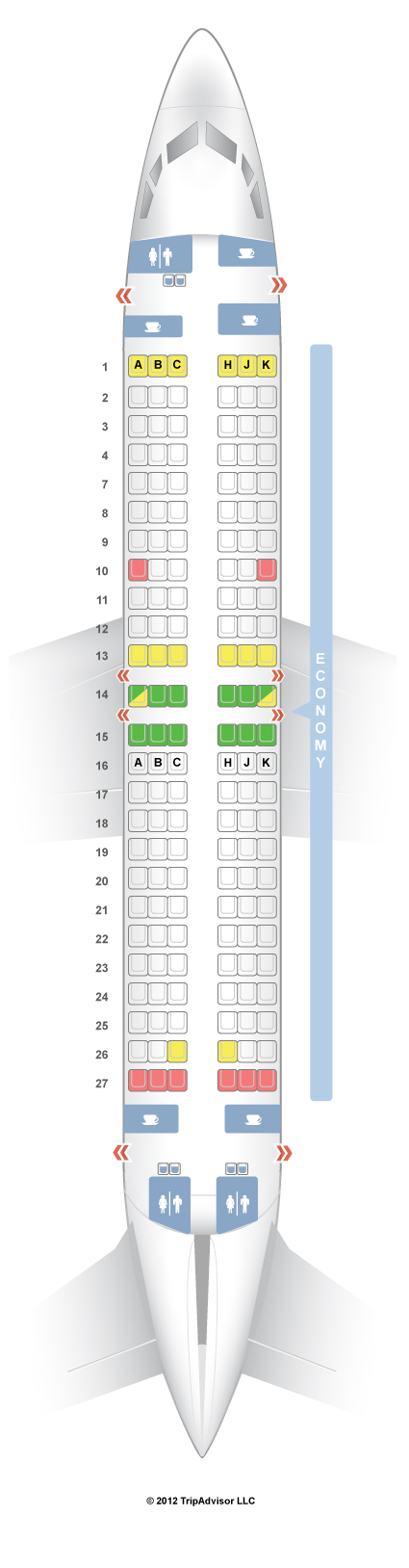 SeatGuru Seat Map Japan Airlines Boeing 737-400 (734) One Class