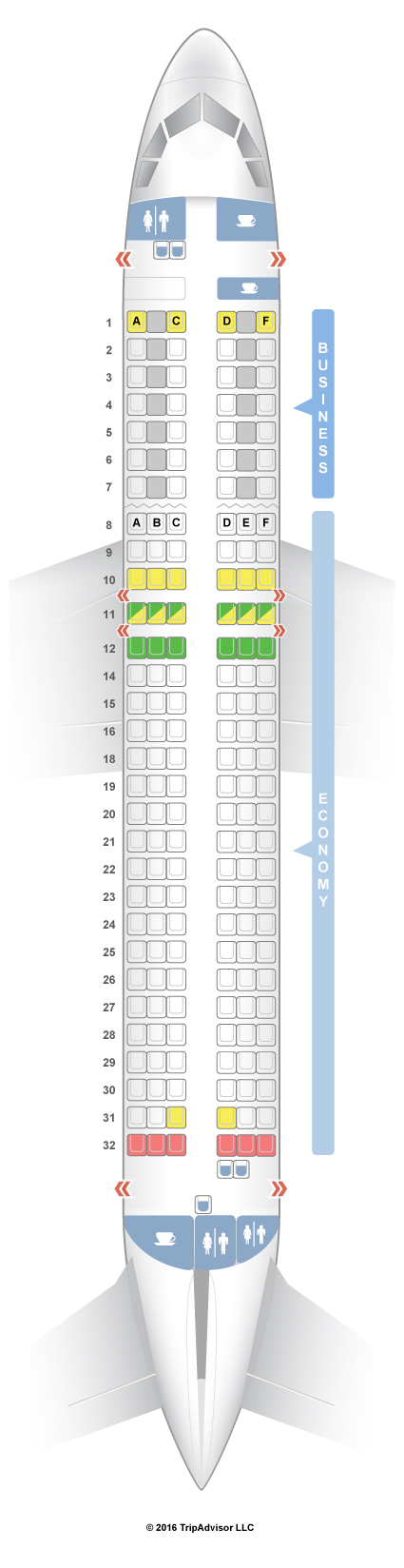 America Airbus A320 Seating Chart