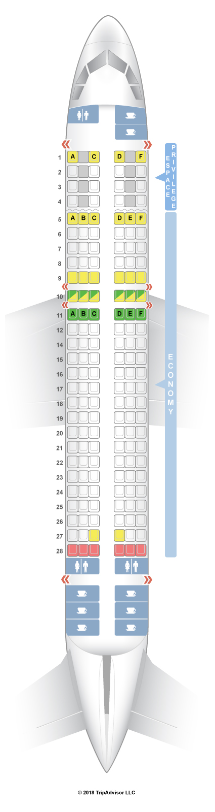 SeatGuru Seat Map Tunis Air Airbus A320 (320)