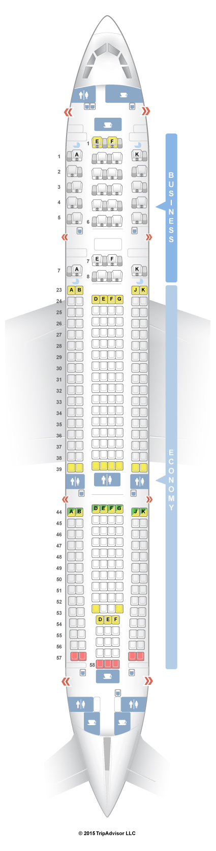 Seatguru Seat Map Qantas Airbus A330 200 332 Domestic Intl V1