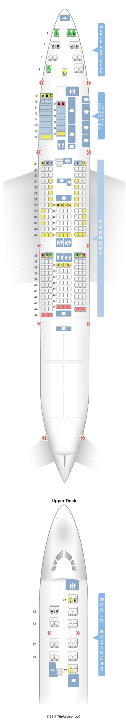 SeatGuru Seat Map KLM Boeing 747-400 (744) Combi New Business