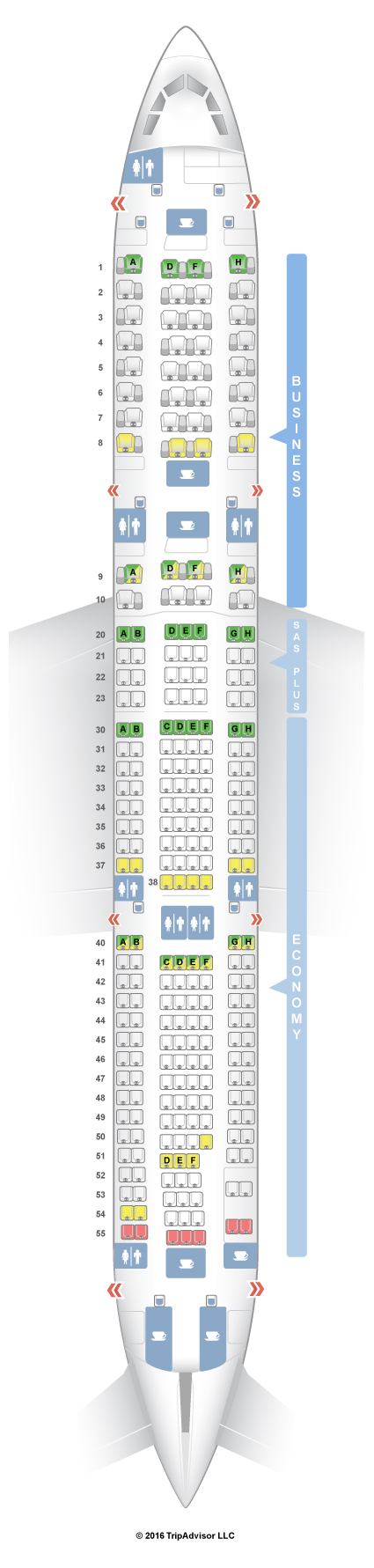 SeatGuru Seat Map SAS Airbus A340-300 (343)