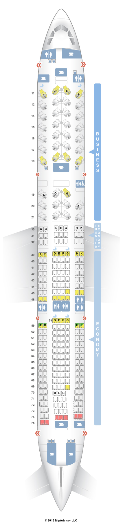 SeatGuru Seat Map Cathay Pacific Airbus A330-300 (33K) Three Class