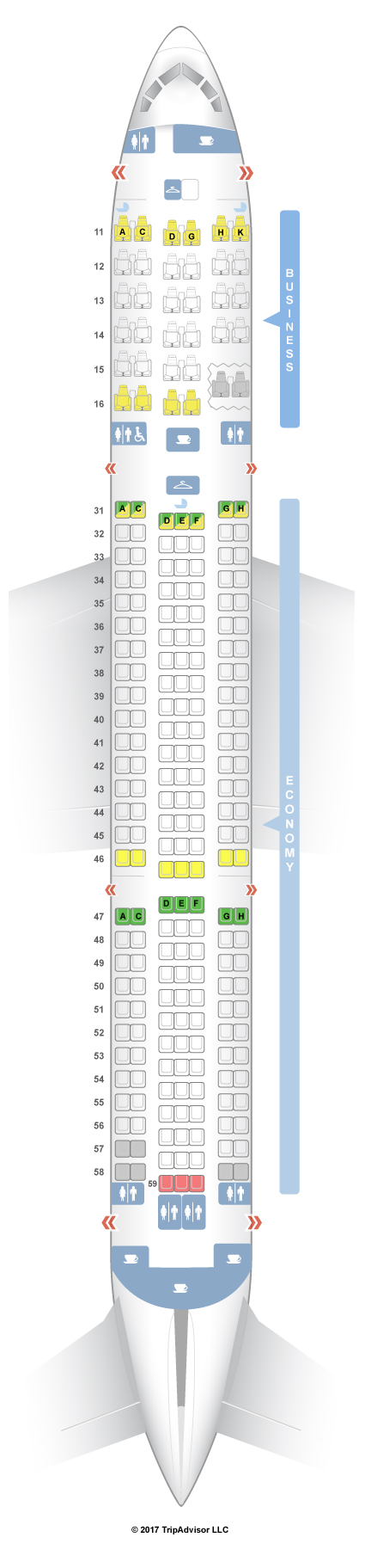 SeatGuru Seat Map Hainan Airlines Boeing 767-300ER (767)