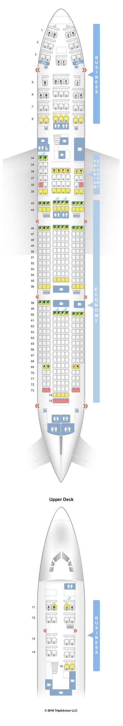 SeatGuru Seat Map Qantas Boeing 747-400 (744) Three Class V2