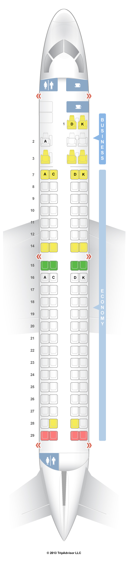 SeatGuru Seat Map TACA Embraer E-190