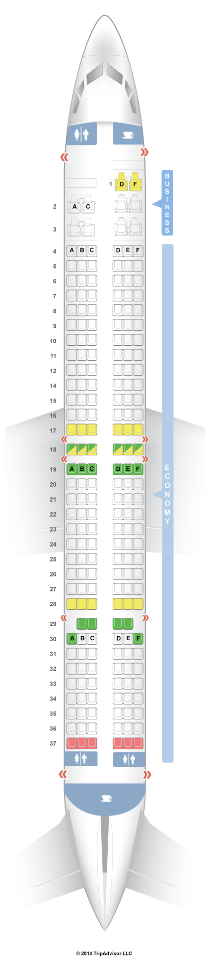 23++ Seating arrangement on 737
