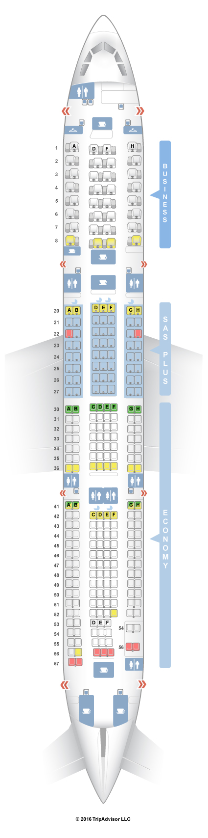 Airbus A330-300 Seat Map