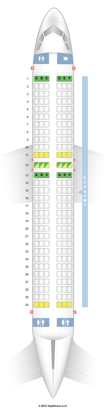 SeatGuru Seat Map tigerair Airbus A320 (320)