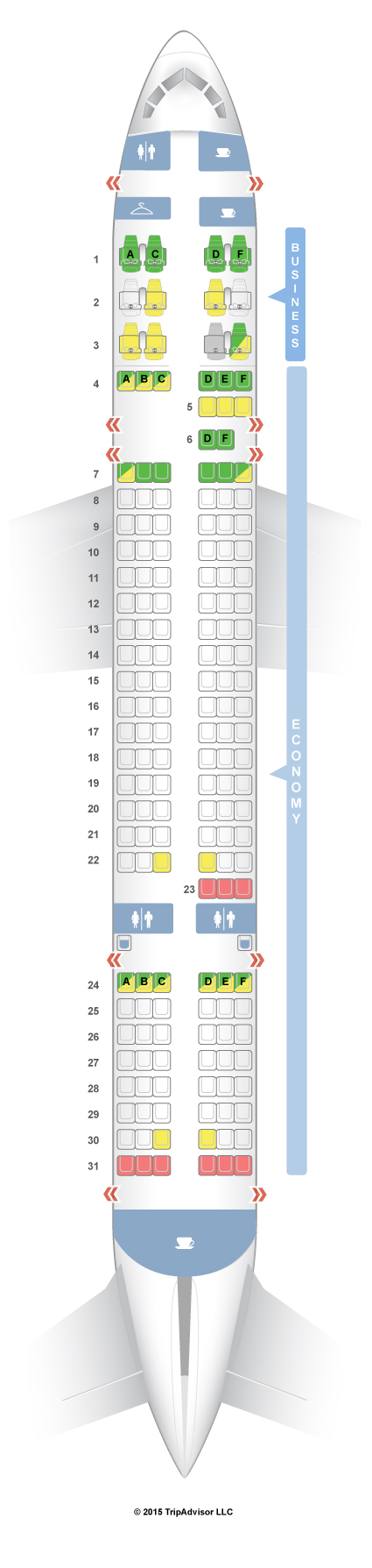 SeatGuru Seat Map US Airways Boeing 757-200 (752) V3