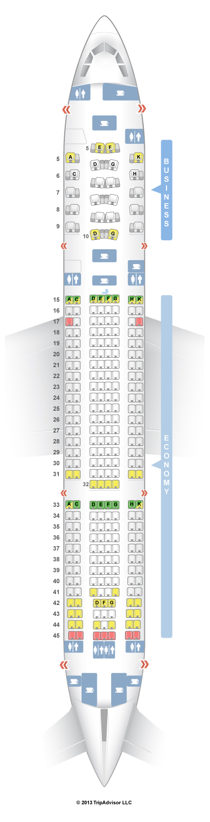 SeatGuru Seat Map Etihad Airbus A330-200 (332)