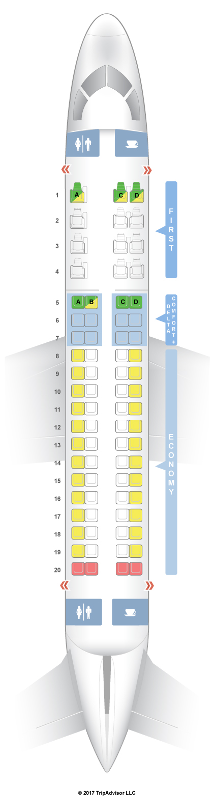 SeatGuru Seat Map Delta Embraer E-175 (E75)