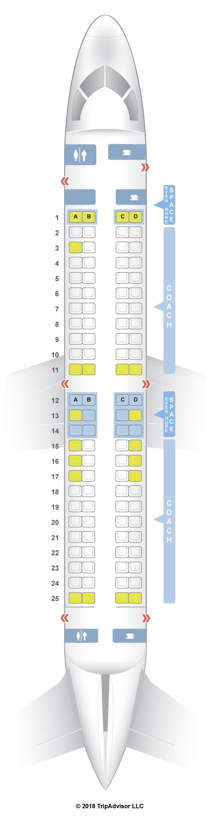 SeatGuru Seat Map JetBlue Embraer E-190 (E90)