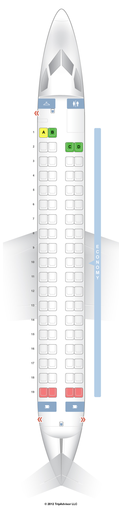 SeatGuru Seat Map Qantas Bombardier Q400 (DH4)