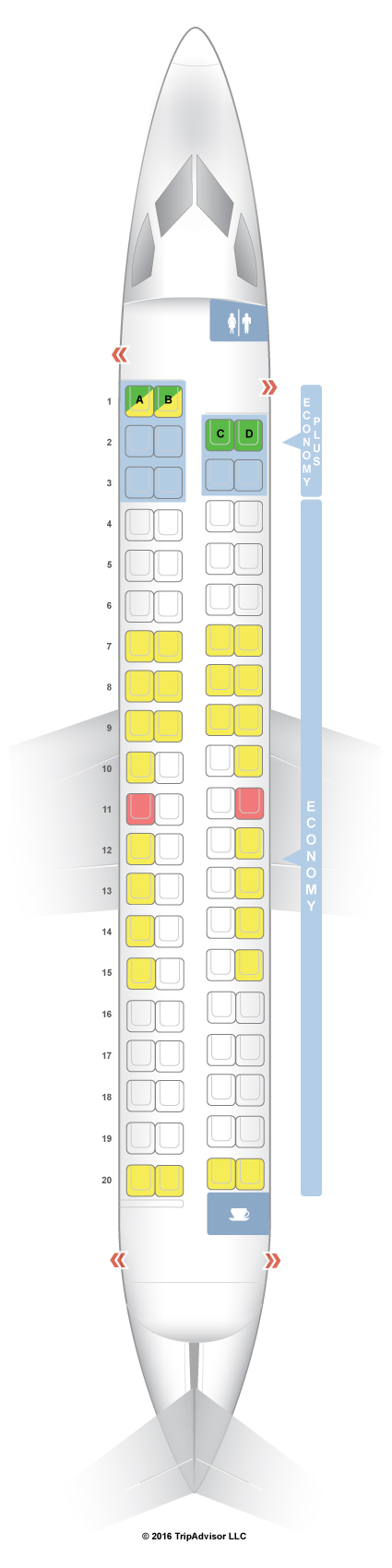 SeatGuru Seat Map WestJet Bombardier Q400